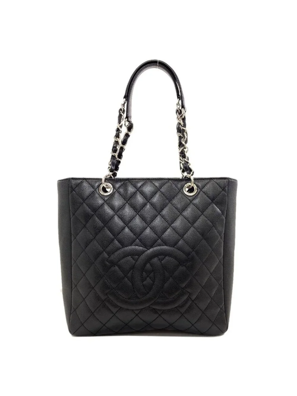 Chanel Quilted CC Logo Chain 2-Way Tote Bag Grained Calfskin
